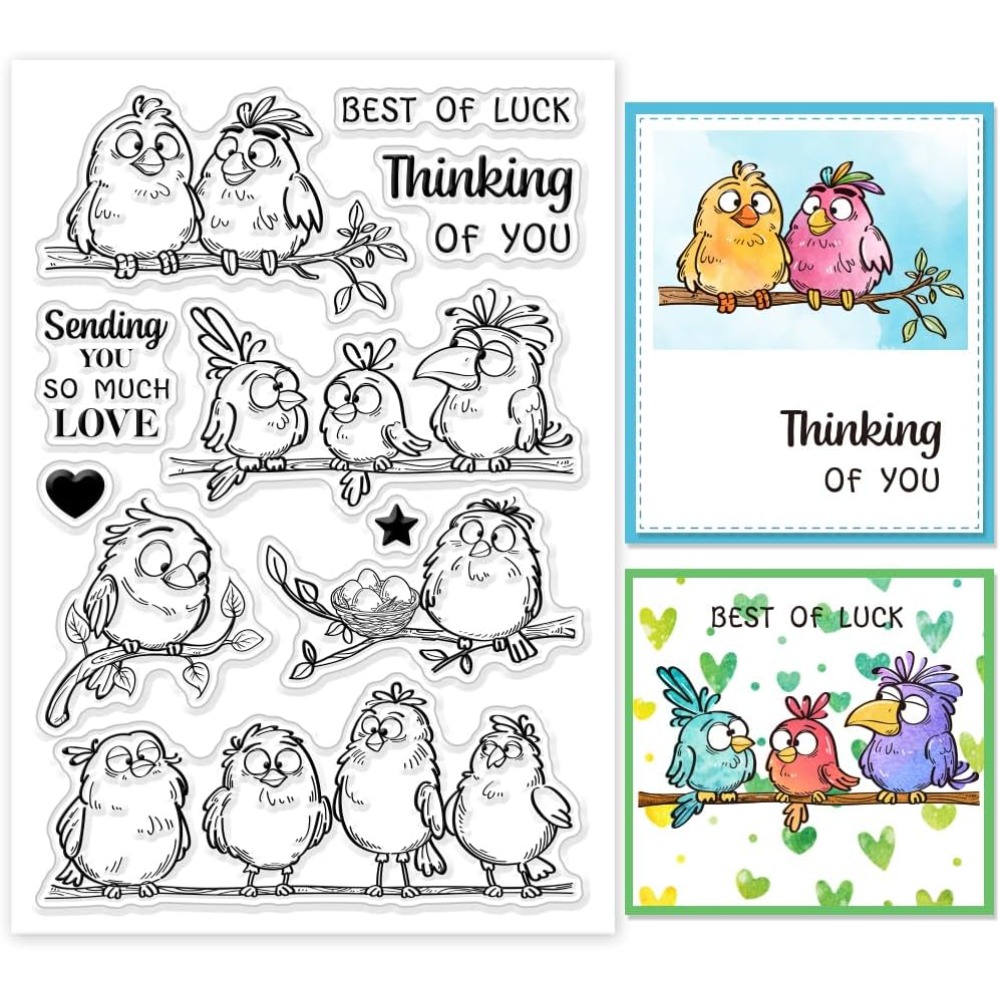 Clear Silicone Stamps For Card Making - Funny Birds Branches Clear Stamps Cartoon