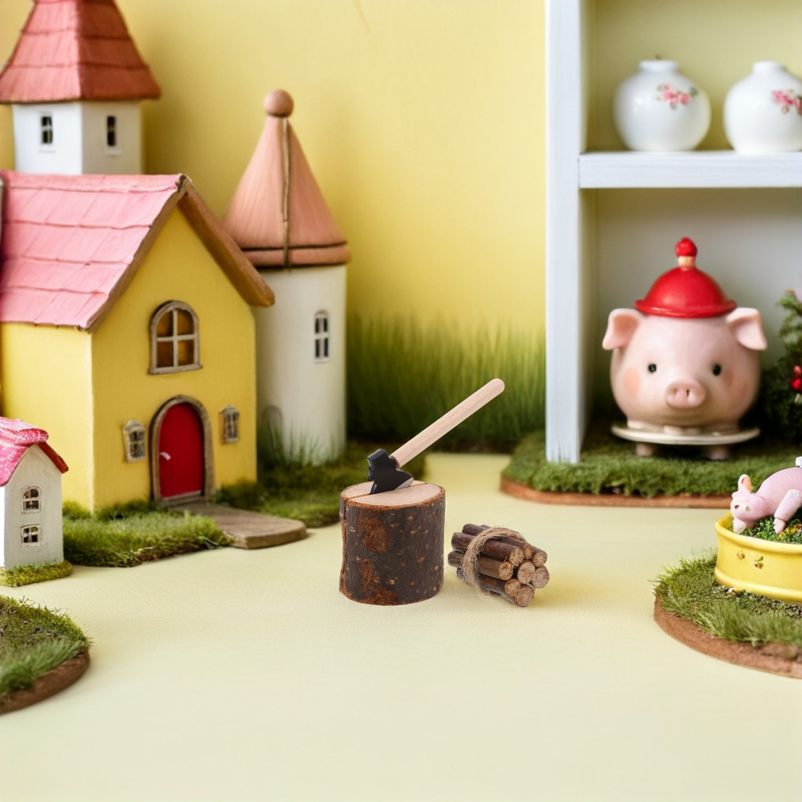 Craft Tools - Miniature Firewood Set with Chopping Tools