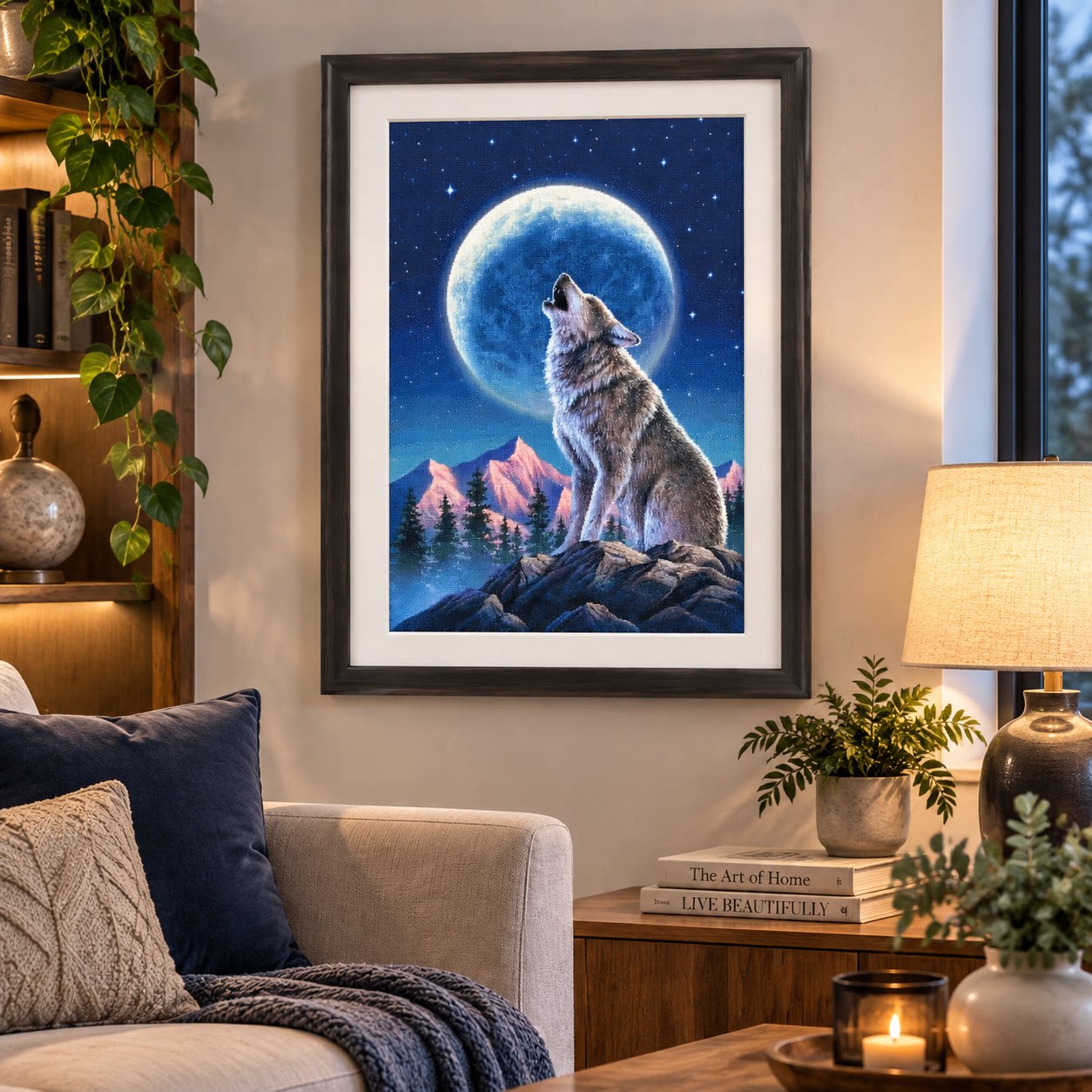 [ZZ9252-Lone Wolf Under the Mo - Cross Stitch Stamped Kits Beginners recension och pris