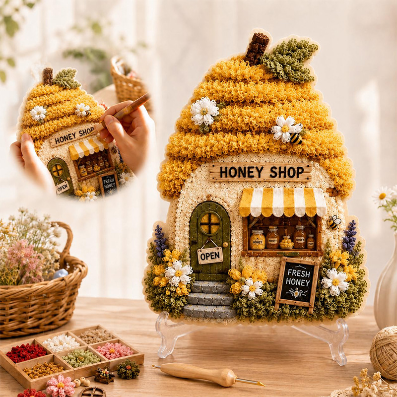 3D Mushroom House Poke Art DIY - Embroidery recension och pris