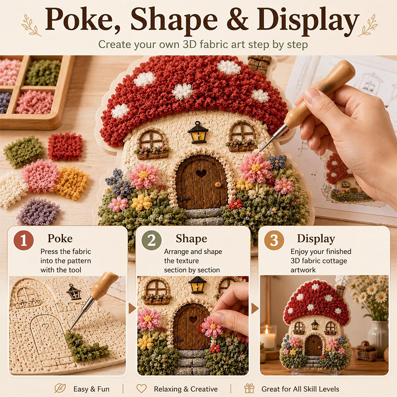 3D Mushroom House Poke Art DIY - Embroidery recension och pris