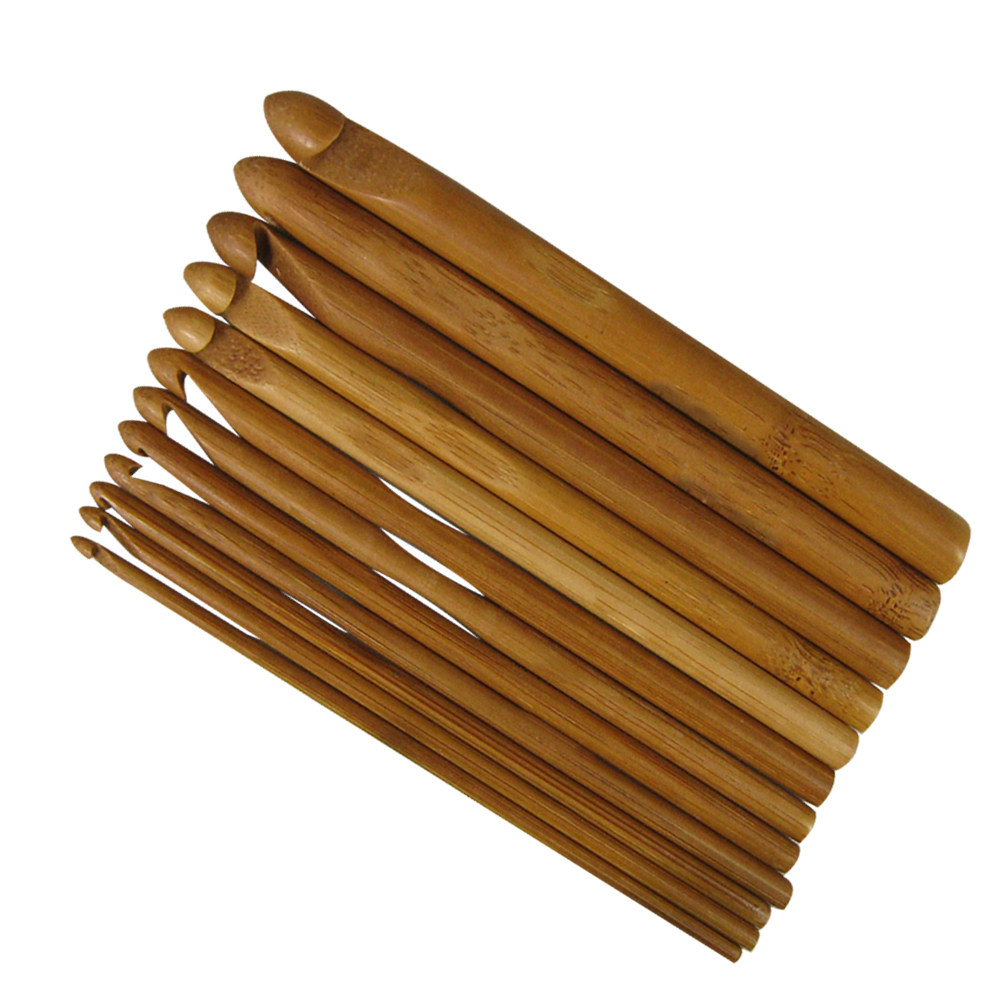 12Pcs Wood Knitting Needles Se - Wooden Crochet Hooks Ergonomic Handle recension och pris